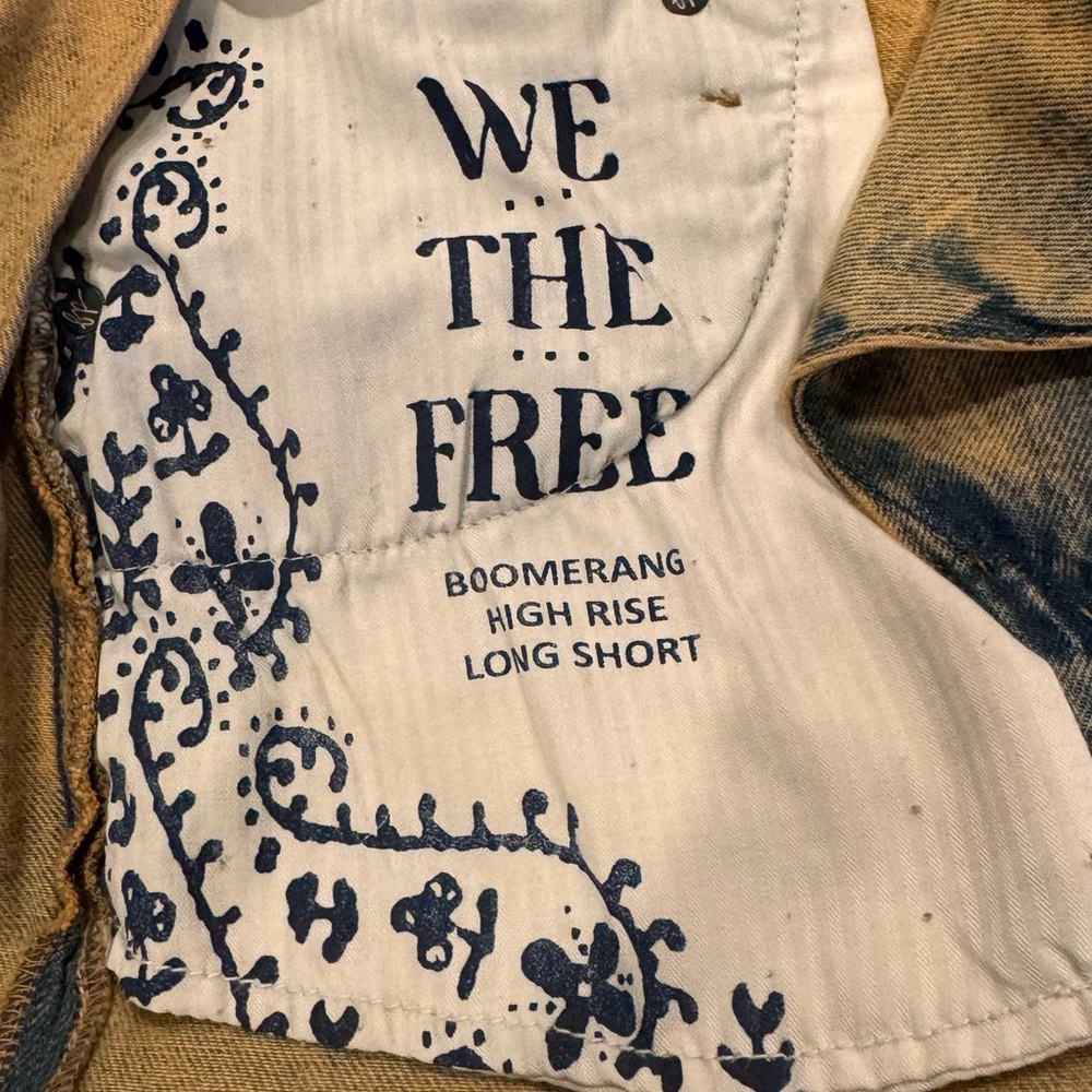 Free People We The Free Boomerang High Rise Long Shorts Size 30 Cowboy NEW - Picture 5 of 13